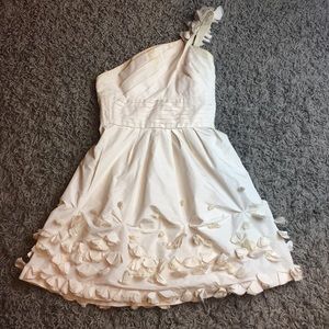 BCBG one shoulder dress with sewn on floral detail
